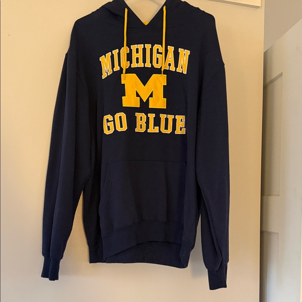 Colosseum Navy and Yellow Michigan Crewneck Sweatshirt
